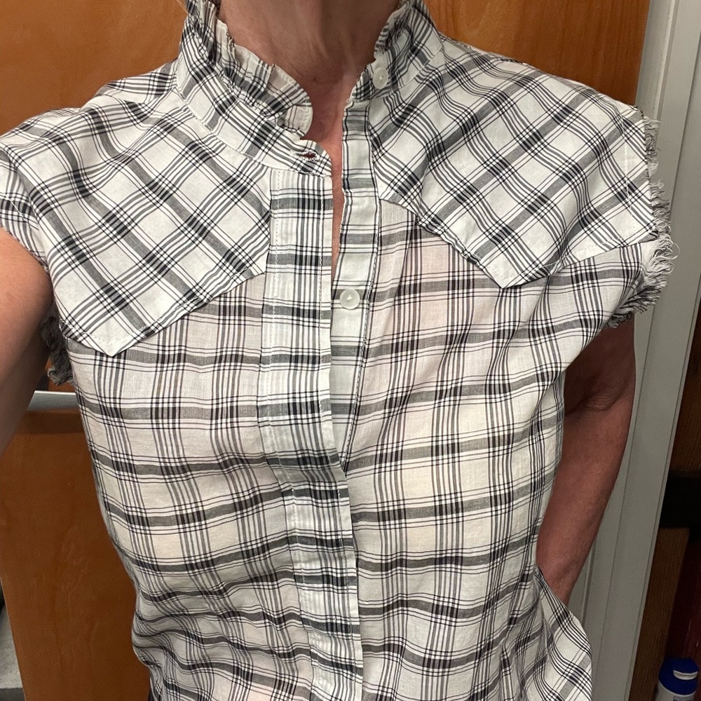 Nili Lotan Black and White Plaid Top
